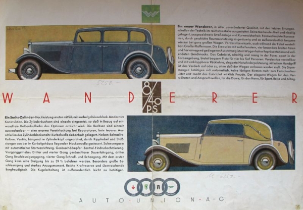 Wanderer 8/40 PS Modelprogram 1932 Reuters Carbrochure (8638)